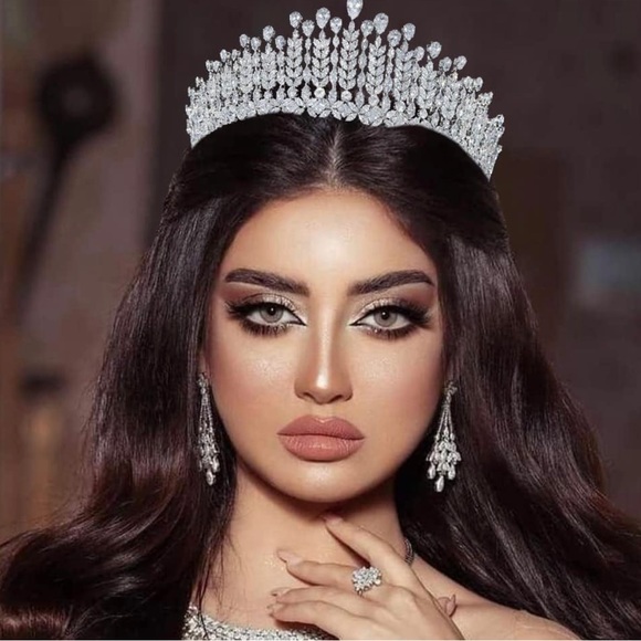 New Aoligrace Wedding Tall Cubic Zirconia Tiaras Queen CZ Pageant Crowns 👑👑👸 - Picture 2 of 5